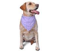 Lilac Hand Painted Grid Print Dog Bandana for Small Medium Large Dogs, Adjustable Cute Cat Dogs Kerchief Triangle Bibs Scarf Handkerchief Accessories