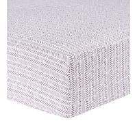 Lilac Herringbone Fitted Crib Sheet -100% Cotton; White, Pink; Fully Elasticized; 10-Inch Pockets; Fits Standard Crib Mattress 28 in x 52 in;