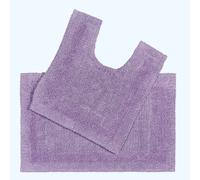 HOMESCAPES Bath Mat Set, Luxury 1600gsm Extra Soft 100% Cotton, Reversible Bathroom Mat Sets 2 Piece, Washable, Non-Slip, Super Absorbent, Quick-Dry, Lilac Purple Bathroom Rug with Toilet Rug