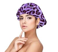 Lilac Leopard Print,Adjustable Silk Hair Wrap Adult's Satin Sleeping Cap Hair Women's Elastic Sleep Bonnet