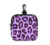 Lilac Leopard Print, Square Zipper Storage Bag, Neoprene Coin Purse, Small Wallets, Change Pouch, Change Purse