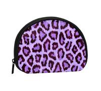 Lilac Leopard Print, Women's Storage Bag Shell Makeup Bag Small Coin Purse Shell Change Pouch