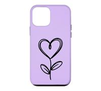 Lilac Minimalist Flower Heart Botanical Line Art Case for iPhone 12 mini