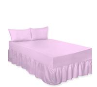 (Lilac, Pair of Pillowcase) Premium Percale Polycotton Plain Fitted Valance Sheets. Colourful Bedding Ideal for Bed Room Home Décor Sheets.