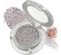 Lilac Pearl Single Eyeshadow with Silver Shimmer - Icy Lilac Reflective Powder for Eye Makeup and Face Highlight, Smooth Blendable Highly Pigmented Sparkle Finish in Portable Compact with Mirror