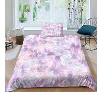 Lilac, Pink, Blue Butterflies 2pcs Bedding Set Full Size for Kids Boys Girls Ultra Soft 3D Duvet Cover Set Comforter Set with Zipper Closure Quilt Set Room Decor, Easy Care Single(135x200cm)