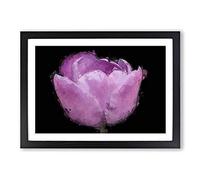 Lilac Pink Tulip Flower in Abstract Framed Print | A2 Black Framed Wall Art | Ready to Hang | Abstract Floral Picture | Living Room Bedroom Lounge Office