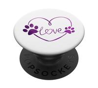 Lilac Purple Dog two paw print love heart Dogs pattern PopSockets Swappable PopGrip