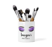 Lilac Purple Eyeshadow Eyelash Desk Tidy 11oz Personalised Custom Name Text MUA Accessories Personalized Ceramic Pencil Pen Pot, Makeup Brush Holder, Multi-Purpose Desktop Organizer
