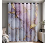 Lilac Purple Marble Curtains 54 Drop - 46 x 54 Inch, 2 Panels | Abstract Marble Curtains Blackout, Thermal, Eyelet, Darkening, Living Room Bedroom Decor, Window Drapes