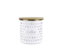 Lilac Purple Polka Dots Coffee Storage Canister - Spotty Dotty Purple And White Metal Enamel Medium Sized Food Storage Container
