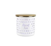 Lilac Purple Polka Dots Decaf Tea Storage Canister - Spotty Dotty Purple And White Metal Enamel Medium Sized Food Storage Container
