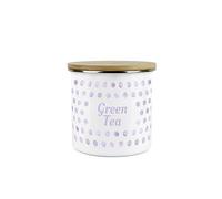 Lilac Purple Polka Dots Green Tea Storage Canister - Spotty Dotty Purple And White Metal Enamel Medium Sized Food Storage Container