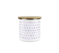 Lilac Purple Polka Dots Storage Canister - Spotty Dotty Purple And White Metal Enamel Medium Sized Food Storage Container