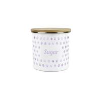 Lilac Purple Polka Dots Sugar Storage Canister - Spotty Dotty Purple And White Metal Enamel Medium Sized Food Storage Container
