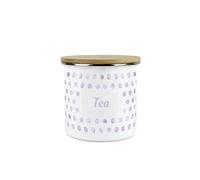 Lilac Purple Polka Dots Tea Storage Canister - Spotty Dotty Purple And White Metal Enamel Medium Sized Food Storage Container