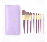 Lilac Purple Set 9-Piece Makeup Brush - with Pouch Foundation Powder Blush Eyeshadow Contour Brushes - for Women Girls Modern Daily Travel Cosmetic Application (Lilac Purple Set)