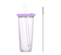 Lilac Reusable Bubble Tea Cup with Straw & Straw Cleaner| 20oz Tumbler | Travel Tumbler | Leakproof | Sealable Lid Tumbler | Tapioca | Iced Coffee | Milkshakes & Smoothies | Official Cookie Moon