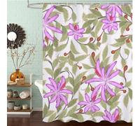 Lilac Shower Curtain 100 x 180 cm, Waterproof Fast-Drying Polyester Fabric, Extra Long Shower Curtain with Weighted Bottom & 12 Hooks Washable Bathroom Curtains for Bath Wet Room Tub, Spring J8-109