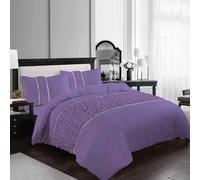 (Lilac, Single) Diamond Lace Aurora Luxury Bedding Duvet Set