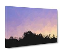 Lilac Sky Above the Mountain Canvas Print | Gallery Wrapped 30mm Frame Wall Art | 30x20 inches | Ready to Hang | Abstract Landscape Picture | Living Room Bedroom Lounge Office