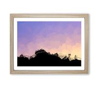 Lilac Sky Above The Mountain In Abstract Modern Art Framed Print | A3 Oak Framed Wall Art | Ready to Hang | Abstract Floral Picture | Living Room Bedroom Lounge Office