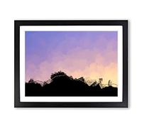 Lilac Sky Above The Mountain In Abstract Modern Art Framed Print | A4 Black Framed Wall Art | Ready to Hang | Abstract Floral Picture | Living Room Bedroom Lounge Office