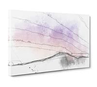 Lilac Sky Above The Mountain Sketch Modern Art Canvas Wall Art Print Ready to Hang, Framed Picture for Living Room Bedroom Home Office Décor, 20x14 Inch (50x35 cm)
