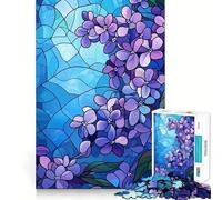 Lilac Stained Glass 1000 Piece Jigsaw Puzzles for Teenagers Indoor Play Thick Material Home Activity Birthday Gift (50x75cm)