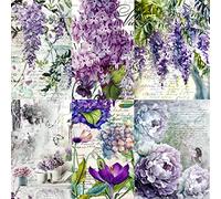 Lilac Theme Rice Paper, 20 x 26,6cm (6pc) - 6 Designs for Scrapbooking Cards Crafts, Decoupage by CRAFT KREATIVELY