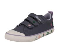 (Lilac, UK 10.5 Child) Childrens Clarks Pattern Detailed Canvas Shoes Foxing Lo - G Fit