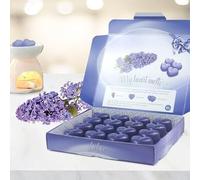Lilac Wax Melts Gift Box 16 x 6g Hearts Strong Floral Scent 96 Hours, Sophisticated Lilac Floral with Lily of the Valley, iris & Soft Leather. 16 x 6g Hearts, up to 96 Hours, Vegan, Flame-Free.
