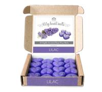Lilac Wax Melts Gift Set 16 x 6g Hearts 96 Hours Elegant Floral Scent | An elegant lilac floral with lily of the valley, iris & soft leather. 16 x 6g heart melts, up to 96 hours, vegan, flame-free.