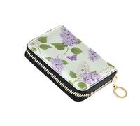 Lilac White Flowers Butterflies Women's Wallet Small Credit Card Wallets RFID Blocking Waterproof Mens Wallet with Coin Pocket