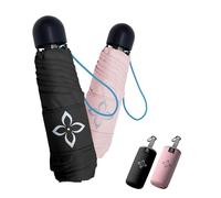 LILAC Windproof Strong Mini Umbrella, 43" Large Compact Parasol with 13.7% More Coverage, Neoprene Pouch & Quickdraw Carabiner, UPF 100+ Small Folding Travel Rain Gear