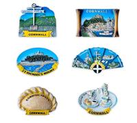 LILAJ Cornwall 3D Fridge Magnets - Set of 6 Resin Souvenirs, Hand-Painted UK Travel Home Decor Gift - Strong Decorative Magnets, Cornish Pasty, Land’s End, St Michael’s Mount, Cream Tea, Tourist Gifts