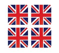 LILAJ Union Jack Flag Coasters Laminated Surface with Cork Base for Bar and Home Table Tea Party Decoration Kitchen Coffee and Bear Souvenirs Gift Set-4