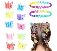 LilaLemon 12 PCS Glitter Small Butterfly Hair Claw Clips, 90s Mini Sparkly Hair Accessories, Colorful Tiny Clips for Girls and Women