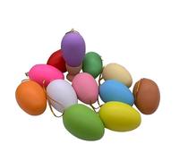 LilaLemon 12Pcs Easter Egg Decorations,Plastic Easter Hanging Ornaments for Trees Indoor and Outdoor,Colorful Decorative Eggs for DIY Crafts Party School Office Home Decor Easter Gifts