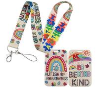 Lilalemon 1pc Detachable Lanyard for Student Teens,2 pcs Id Card Holder for Hang with Stretch-Resistant Material,Waterproof and wear-Resistant for Autism Awareness