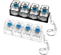 Lilalemon 2 Pack 4-in-1 Keyboard Fidget Toy, Silent Decompression Button Clicker Keychain, Stress Relief Finger Sensory Toy for Adults & Kids (Clear Black)