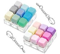 Lilalemon 2 Pack 9 in 1 Keyboard Fidget Toy - Anti-stress Keychain, Decompression Clicker, Sensory Toy for Stress Relief, Valentine's Gift & Stocking Stuffer for Men Women Kids (Blue Pink Mix)