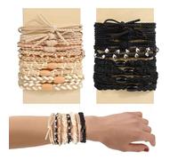 LilaLemon 20 Boho Hair Ties, Stretch Ponytail Holders with Pearl,Boho Hair Bobbles for Women and Girls,Elastic Hair Ties Bracelets for Thin Thick Medium Long Hair