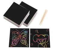 LilaLemon 200 Sheets Magic Scratch Paper Boards,Magic Scratch Art Set with 2 Bamboo Stylus for DIY Art & Craft Drawing Note Taking