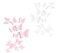 Lilalemon 24pcs Cute Pink White Butterfly Wall Decor,Girls Baby Toddler Room Wall Decals Decor,Danish Pastel Aesthetic Butterflies Stickers for Nursery Decorations