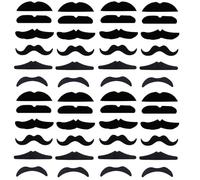 LilaLemon 24Pcs Fake Moustache Fancy Dress,Stick On Mexican False Moustaches,Black Beards and Eyebrows for Adults Kids,Sideburns Goatee CowboyCos Set