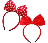 LilaLemon 2Pcs Bow Headbands Headdress for Women Girls,Red Bow Large Bowknot Hairband, Huge Bowknot Hair Bands Hoop, Perfect Hair Accessories for Cosplay Costume Party Decoration