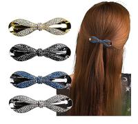 LilaLemon 4 PCS Hair Barrettes for Women, Butterfly Crystal Rhinestones Barrettes，Rhinestones Spring Hair Clip Accessories Women，Fashion Ponytail Holders Barrettes for Daily Wear，Mothers Day Gifts