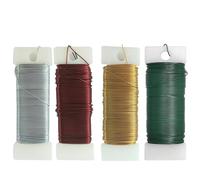 LilaLemon 4 Rolls 35m Green Iron Wire with Brass Coating, 22 Gauge Craft Wire for Floristry, Wreath Making, DIY Crafts, Home Organization