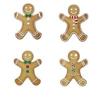Lilalemon 4pcs Gingerbread Man Ornaments with Strings,Easy to Hang Decorations for Christmas Trees, Garlands, Windows, Fireplace Mantels, and More